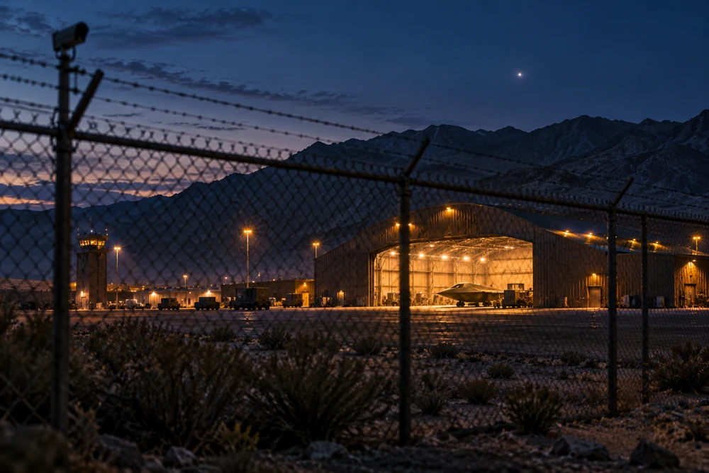 Illustration of a restricted desert research facility